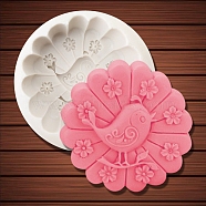 DIY Flower with Bird Soap Silicone Molds, for Handmade Soap Making, White, 9x4cm(BIRD-PW0001-023)