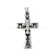 Retro 304 Stainless Steel Big Pendants, Cross Charm, Antique Silver, 52.5x30x6mm, Hole: 5x6.5mm(STAS-I205-21AS-D)