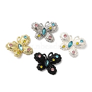 Rack Plating Alloy Pendant, with Colorful Glass, Lead Free & Cadmium Free, Butterfly Charms, Mixed Color, 19x24x6mm, Hole: 5x1.1mm(PALLOY-H129-08)