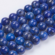 Natural Lapis Lazuli(Filled Color Glue) Beads Strands, Dyed, Grade A, Round, 8mm, Hole: 0.8mm, about 46pcs/strand, 15.3 inch(G-K269-01-8mm)