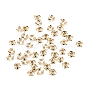 5-Petal Brass Bead Cap, Long-Lasting Plated, Rack Plating, Flower, Real 14K Gold Plated, 4x1mm, Hole: 1.2mm(KK-D063-13G)