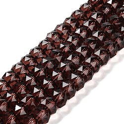 Transparent Glass Beads Strands, Faceted, Barrel, Coconut Brown, 8x6mm, Hole: 1.2mm, about 64pcs/strand, 14.96''(38cm)(EGLA-K071-01M)