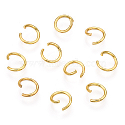 PVD Vacuum Plating 304 Stainless Steel Jump Rings, Open Jump Rings, Real 18K Gold Plated, 20 Gauge, 6x0.8mm, Inner Diameter: 4.4mm(STAS-R049-6x0.8mm-G)