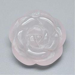 Natural Rose Quartz Pendants, Flower, 24~25x24~26x8~10mm, Hole: 1mm(G-Q481-08D)