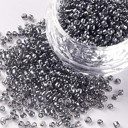 Glass Seed Beads, Trans. Colours Lustered, Round, Gray, 2mm, Hole: 1mm, 30000pcs/pound(SEED-A006-2mm-112)