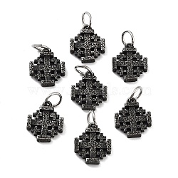 316 Surgical Stainless Steel Pendants, with Jump Ring, Antique Silver, Jerusalem Cross, 16x13x2.7mm, Hole: 5.3mm(STAS-K276-08B-AS)
