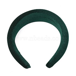 Velvet Hair Bands, with Sponge inside, Grosgrain Pattern, Sea Green, 15~40mm, Inner Diameter: 140x115mm(OHAR-O018-02C)