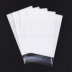 Pearl Film OPP Cellophane Bags, Self-Adhesive Sealing, with Hang Hole, Rectangle, White, 13.5x7cm, Unilateral Thickness: 0.035mm, Inner Measure: 9x7cm, Hole: 6mm(OPC-R016-7x14)