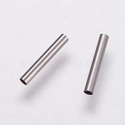 304 Stainless Steel Tube Beads, Stainless Steel Color, 10x1.5mm, Hole: 1mm(STAS-P161-01-10mm)