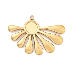 Ion Plating(IP) 304 Stainless Steel Pendant Cabochon Settings, Flower, Real 18K Gold Plated, 20.5x30x2mm, Hole: 1.5mm(STAS-G347-02G)