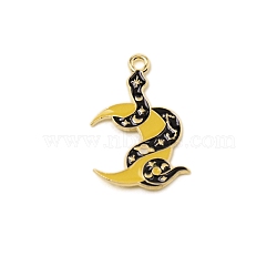 Alloy Enamel Pendants, Snake with Moon, Colorful, 28.7x19.5x1.4mm, Hole: 2mm(ENAM-CJC0008-07)