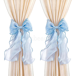 4Pcs Gauze Bowknot Curtain Tiebacks, Cornflower Blue, 270x155x12.5mm(AJEW-HY0003-53B)