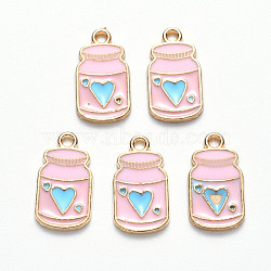 Alloy Enamel Pendants, Cup, Light Gold, Pearl Pink, 17x9.5x1.5mm, Hole: 1.4mm(ENAM-N054-024B)