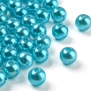 Imitation Pearl Acrylic Beads, Dyed, Round, Aquamarine, 10x9.5mm, Hole: 2.5mm, about 1070pcs/pound