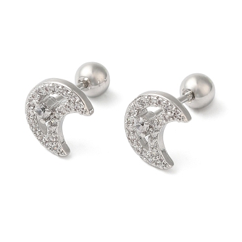 Moon Brass Micro Pave Clear Cubic Zirconia Ear Plug Gauges, Platinum, 7.3x8.9mm