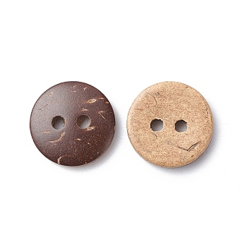 Smart Round 2-Hole Buttons, Coconut Button, BurlyWood, 13mm, Hole: 2mm, about 200pcs/bag