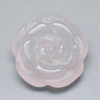 Natural Rose Quartz Pendants, Flower, 24~25x24~26x8~10mm, Hole: 1mm