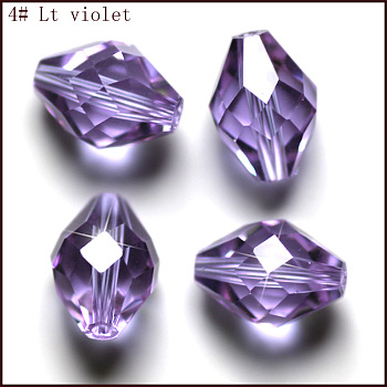 Imitation Austrian Crystal Beads, Grade AAA, Faceted, Bicone, Lilac, 8x11mm, Hole: 0.9~1mm