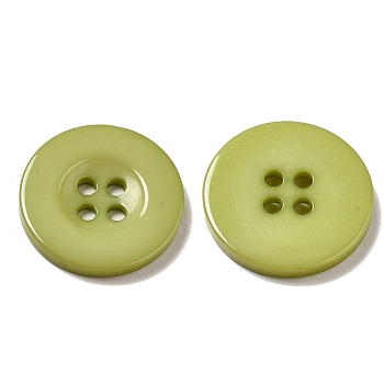 Resin Buttons, Dyed, Flat Round, Dark Sea Green, 20x3mm