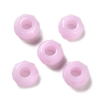 Resin European Beads, Large Hole Beads, Faceted, Rondelle, Plum, 13.5x8mm, Hole: 5.5mm