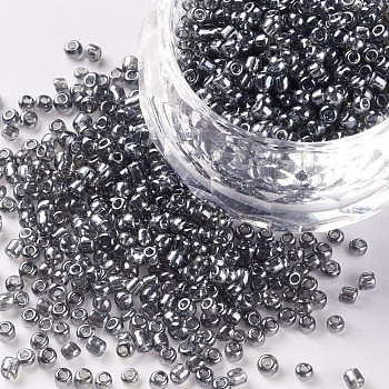 Glass Seed Beads, Trans. Colours Lustered, Round, Gray, 2mm, Hole: 1mm, 30000pcs/pound