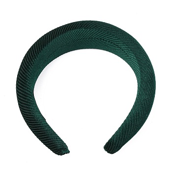 Velvet Hair Bands, with Sponge inside, Grosgrain Pattern, Sea Green, 15~40mm, Inner Diameter: 140x115mm