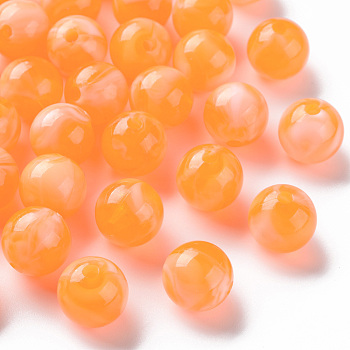 Acrylic Beads, Imitation Gemstone, Round, Dark Orange, 12mm, Hole: 2mm, about 560pcs/500g