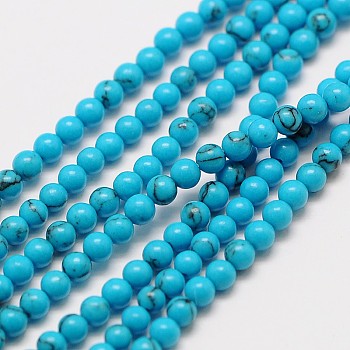 Synthetic Chinese Turquoise Bead Strands, Round, 3mm, Hole: 0.8mm, about 126pcs/strand, 16 inch