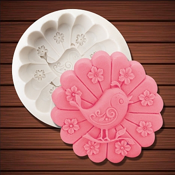 DIY Flower with Bird Soap Silicone Molds, for Handmade Soap Making, White, 9x4cm