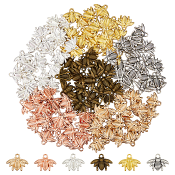Tibetan Style Alloy Pendants Sets, Bees Charms, Mixed Color, 15.5~16.5x20~21.5x2.4~3mm, Hole: 2~2.4mm, 20pcs/color