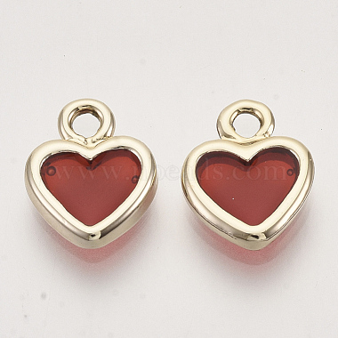 Light Gold Red Heart Alloy+Enamel Charms