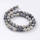 Round Frosted Natural Black Silk Stone/Netstone Bead Strands(X-G-M248-8mm-03)-3
