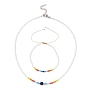 White Glass Bracelets & Necklaces(SJEW-JS01283-01)