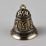 Tibetan Style Brass Bell Pendants, Antique Bronze, Bell, 34x29mm, Hole: 3.5mm(KK-WH0101-074A)