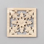 Wood Cabochons, Square with Flower Pattern, Bisque, 101x101x7.5mm(WOOD-WH0124-107)