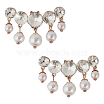 2Pcs Plasic Imitation Pearl & Rhinestone Shoe Decorations,  Detachable Zinc Alloy Shoe Buckle Clip, Light Gold, 32x55x11.5mm(FIND-FG0002-55LG)