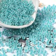 Glass Seed Beads, Ceylon, Round Hole, Round, Turquoise, 4x3mm, Hole: 1.5mm, 7500pcs/pound(SEED-H002-E-A1419)