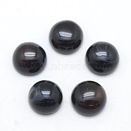 Natural Black Agate Cabochons, Flat Round, Dyed, 8x3~4mm(G-E492-H-15)