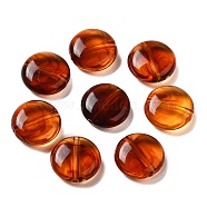 Transparent Acrylic Beads, Flat Round, Coconut Brown, 11.5x4.5mm, Hole: 1.2mm, about: 1150pcs/500g(OACR-Z005-21)