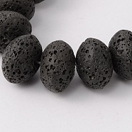 Synthetic Lava Rock Bead Strands, Dyed, Rondelle, Black, 15~16x9~11mm, Hole: 2mm, about 37pcs/strand, 15.3 inch(G-N0092-18)