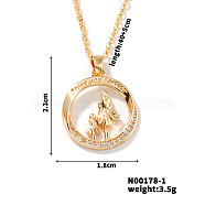 Simple and Elegant Brass Pave Clear Cubic Zircon Mother and Daughter Heart Pendant Necklaces for Mother's Day, Golden, 15.75 inch(40cm)(TM6595-2)