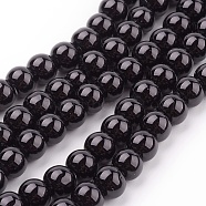 Glass Pearl Beads Strands, Pearlized, Round, Black, 8mm, Hole: 1mm, about 100pcs/strand, 30.71 inch(78cm)(HY-8D-B20)