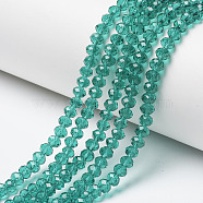 Glass Beads Strands, Faceted, Rondelle, Sea Green, 3.5x3mm, Hole: 0.4mm, about 123~127pcs/strand, 13.78 inch~14.17 inch(35~36cm)(EGLA-A034-T3mm-D18)