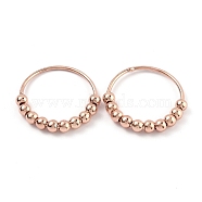 Brass Finger Ring, with Round Beads, Rose Gold, US Size 6, Inner Diameter: 17mm(RJEW-Z008-02RG)