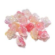 Iridescent Acrylic Bead Caps, AB Color Plated, 5-Petal Flower, Salmon, 12.5x12.5x6.5mm, Hole: 1.5mm(X-OACR-C021-08A)