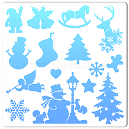 PET Plastic Hollow Out Drawing Painting Stencils Templates, Square, Creamy White, Christmas Themed Pattern, 300x300mm(DIY-WH0244-226)