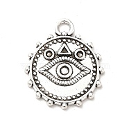 Tibetan Style Alloy Pendant Rhinestone Settings, Round with Eyes, Antique Silver, Fit For 1.7mm Rhinestone, 21x18x1.5mm, Hole: 2.5mm, about 476pcs/1000g(PALLOY-M198-22AS)