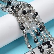 Glass Beads Strands, Faceted, Rondelle, Black, 4~4.5x3.5mm, Hole: 1mm, about 121~127pcs/strand, 16.61inch~17.20 inch(42.2~43.7cm)(EGLA-A034-M4mm-04)