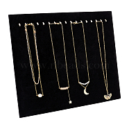 Velvet Necklace Displays, Rectangle, Black, 37x30x10.4cm(NDIS-WH0010-02B)