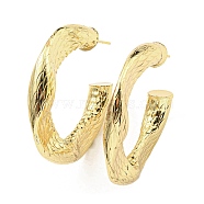 Rack Plating Brass Round Stud Earrings, Half Hoop Earrings, Cadmium Free & Lead Free, Real 18K Gold Plated, 42x7mm(KK-C026-22G)